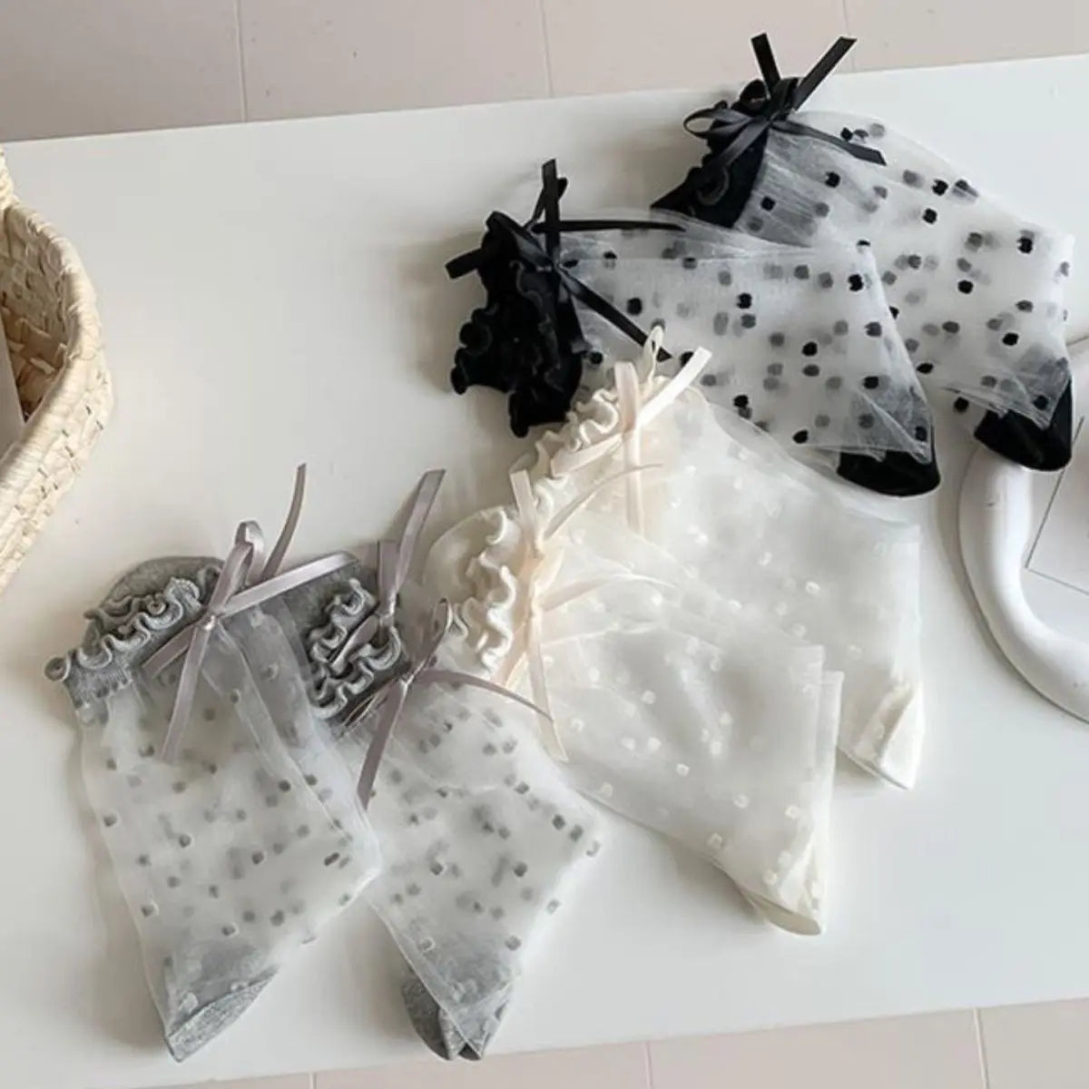 Kawaii Lolita Lace Bow Mid-Tube Socks | JK Korean Style