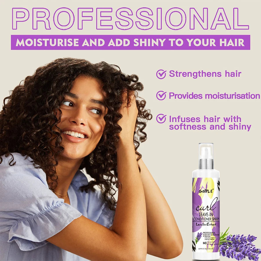 200ml Curl Leave-In Conditioner for 2A-4C Hair Shiny and Moisturizing Spray Wave Curly Anti-Frizz Hair Care Products for Women Peaceful Pleasures Health and Wellness