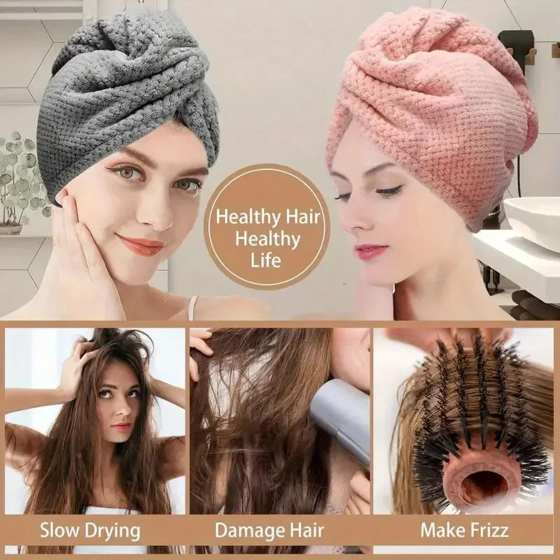 3-Pack Microfiber Hair Towel Turban – Quick Dry Shower Bonnet