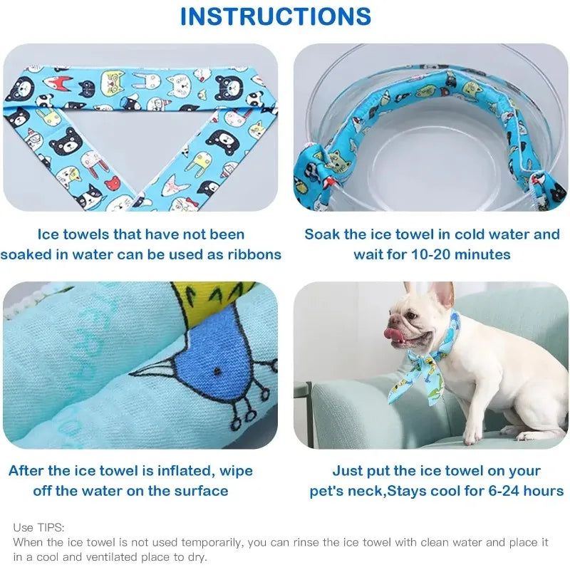 Pet Cooling Bandana for Dogs & Cats – 2-Pack Ice Scarf
