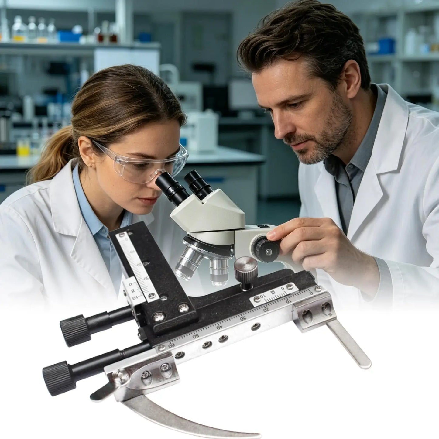 Microscope Moveable Stage with Precision Scale Microscope Attachable Stage for Students Teachers Scientists Inspectors Peaceful Pleasures Health and Wellness