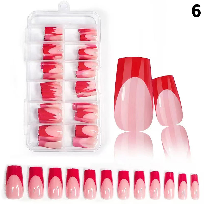 120pcs/box Nude Pink Matte French Press On Nails 12sizes Extra Long Square Full Cover Soft Gel False Nail Tips Nail Extension Peaceful Pleasures Health and Wellness HFSZF