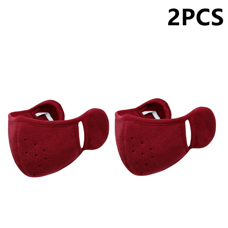 2-Pack Winter Fleece Earmuffs & Windproof Face Cover Unisex