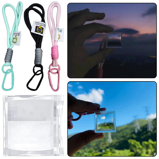 Unique Pixel-Art Keychain Clear Crystals Glass Pixel-Mirror Filter Keychain Funny Pixelated Lens For Bags Cars Present For Fans Peaceful Pleasures Health and Wellness