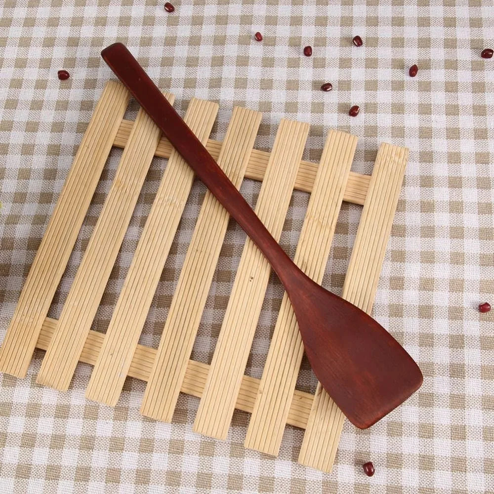 Kitchen Utensils No Stick Wooden Spatula High Heat Sturdy Wooden Turner Premium Flat Frying Spatula Stir-Fry Peaceful Pleasures Health and Wellness Red