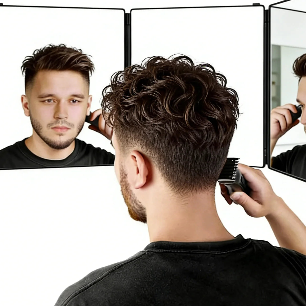 360° Trifold Vanity Makeup Mirror – Travel Telescoping Hook
