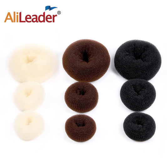 Girls Bun Filler Hair Hairstyle Tools Donut Hair Bun Maker Curly Hair Brown Black White Hair Bun Donut Silk Pro Hairdress Tools Peaceful Pleasures Health and Wellness