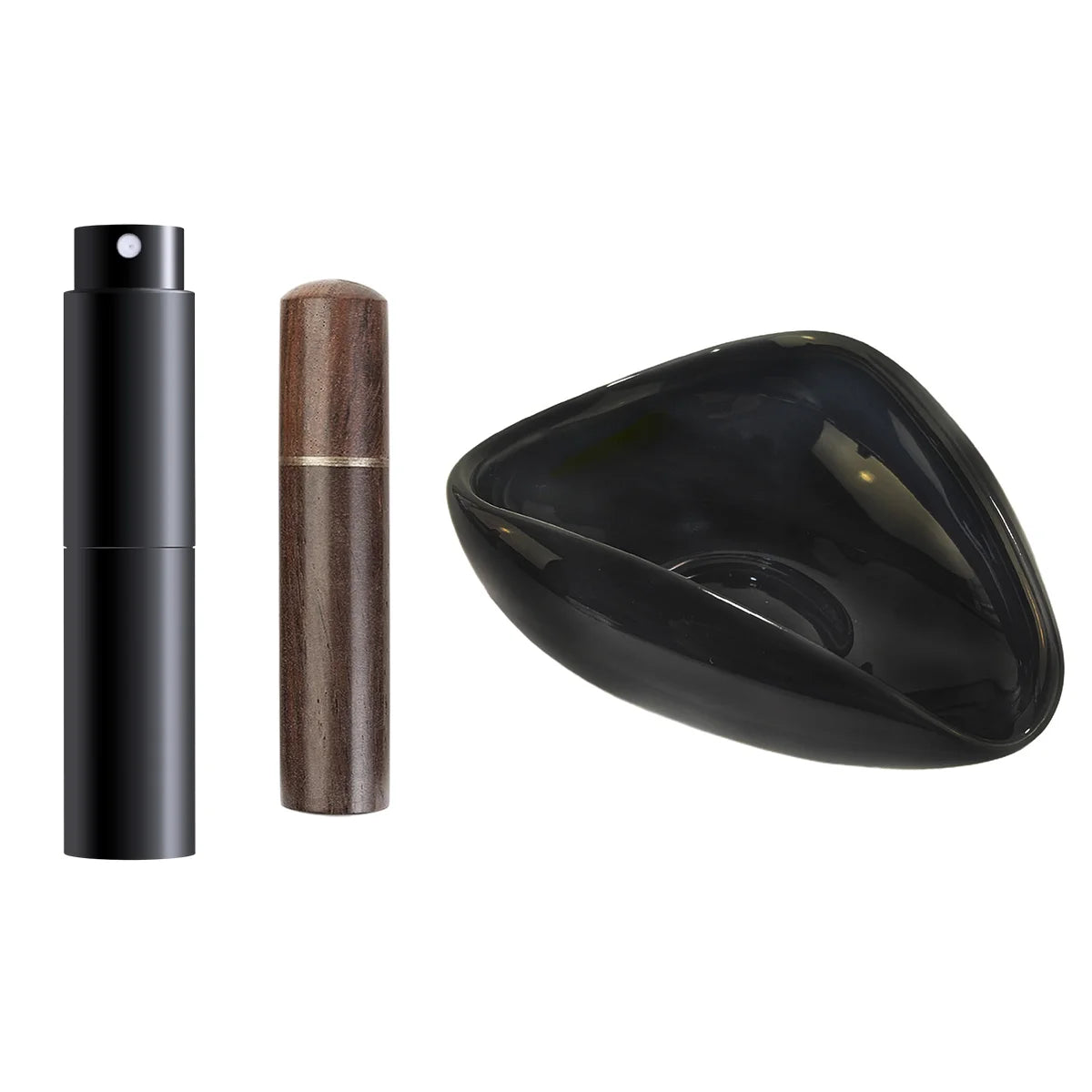 Leeseph Coffee Bean Dosing Cup, Spray Bottle, Coffee Stirrer Set, Ceramic Dosing Vessel Tray Kit, Coffee Lover Gift Peaceful Pleasures Health and Wellness black