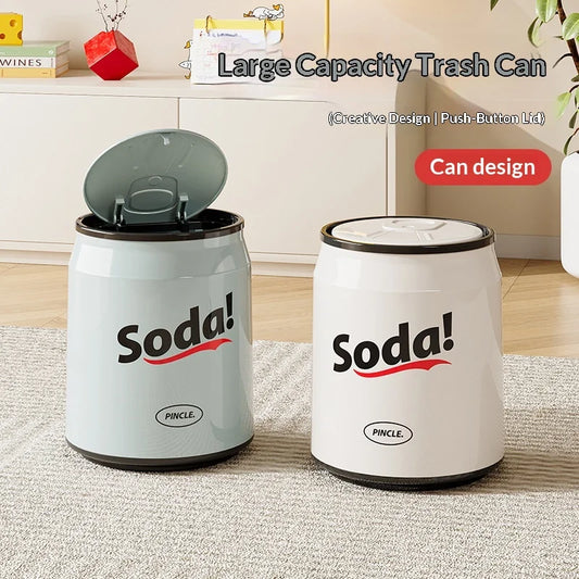 Creative Shaped Push Type Plastic Large Multifunctional Trash Can with Durable Lid for Home Bathroom Living Room Peaceful Pleasures Health and Wellness