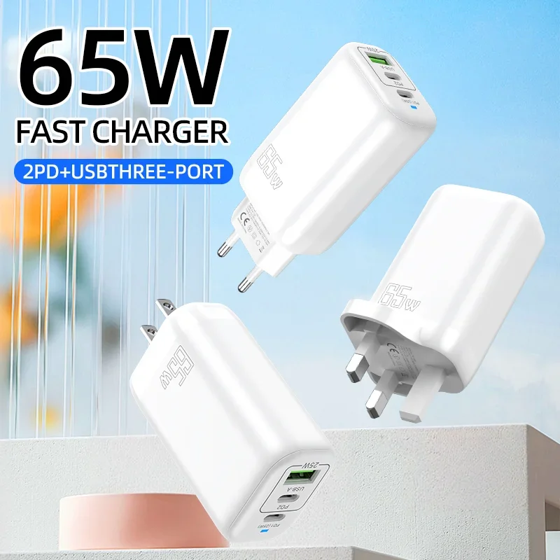 65W USB-C Fast Charger PD | EU US UK Plug – iPhone & Samsung