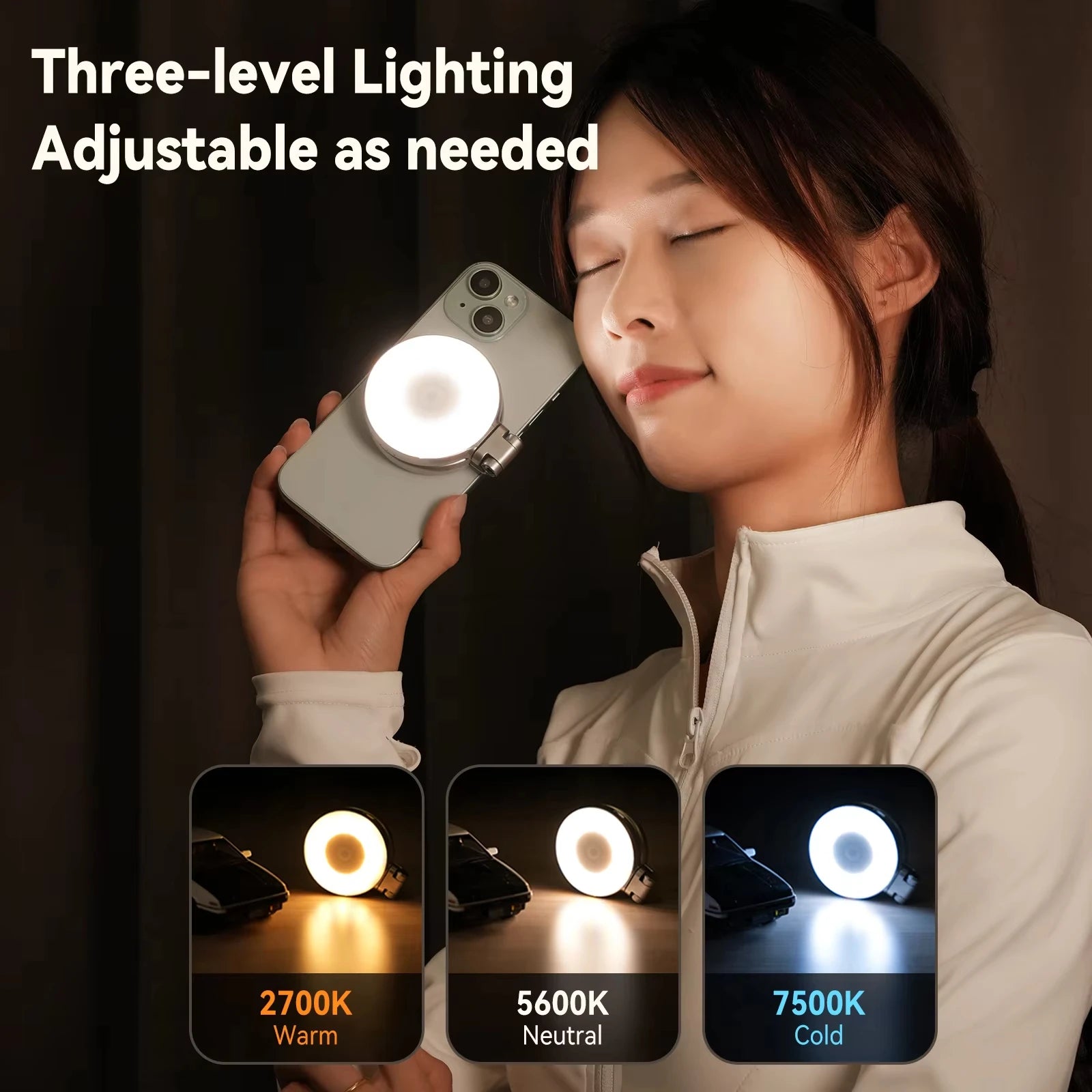 TELESIN Smartphone Magnetic Fill Light Mini Selfie Light 3 Modes Adjustable Brightness for Iphone XIAOMI HUAWEI SAMSUNG Phone Peaceful Pleasures Health and Wellness