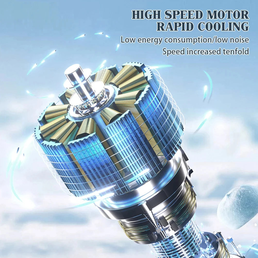 100 Turbos Chilled Ice Sensation Cold Fan Super Mini Turbos Speed Fan USB Powered Digital Display For Outdoor Camping Travel Peaceful Pleasures Health and Wellness