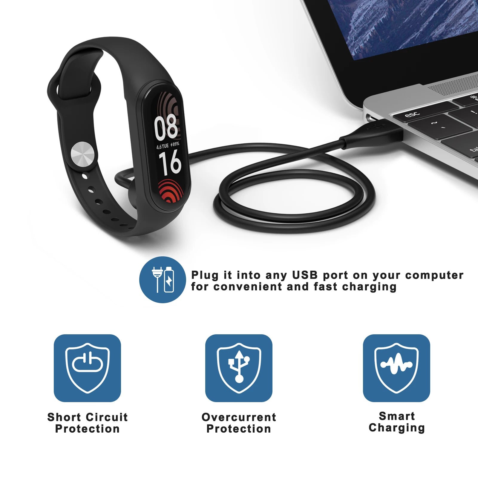 Magnetic USB Charger for Xiaomi Mi Band 5, 6 & 7 Peaceful Pleasures Health and Wellness