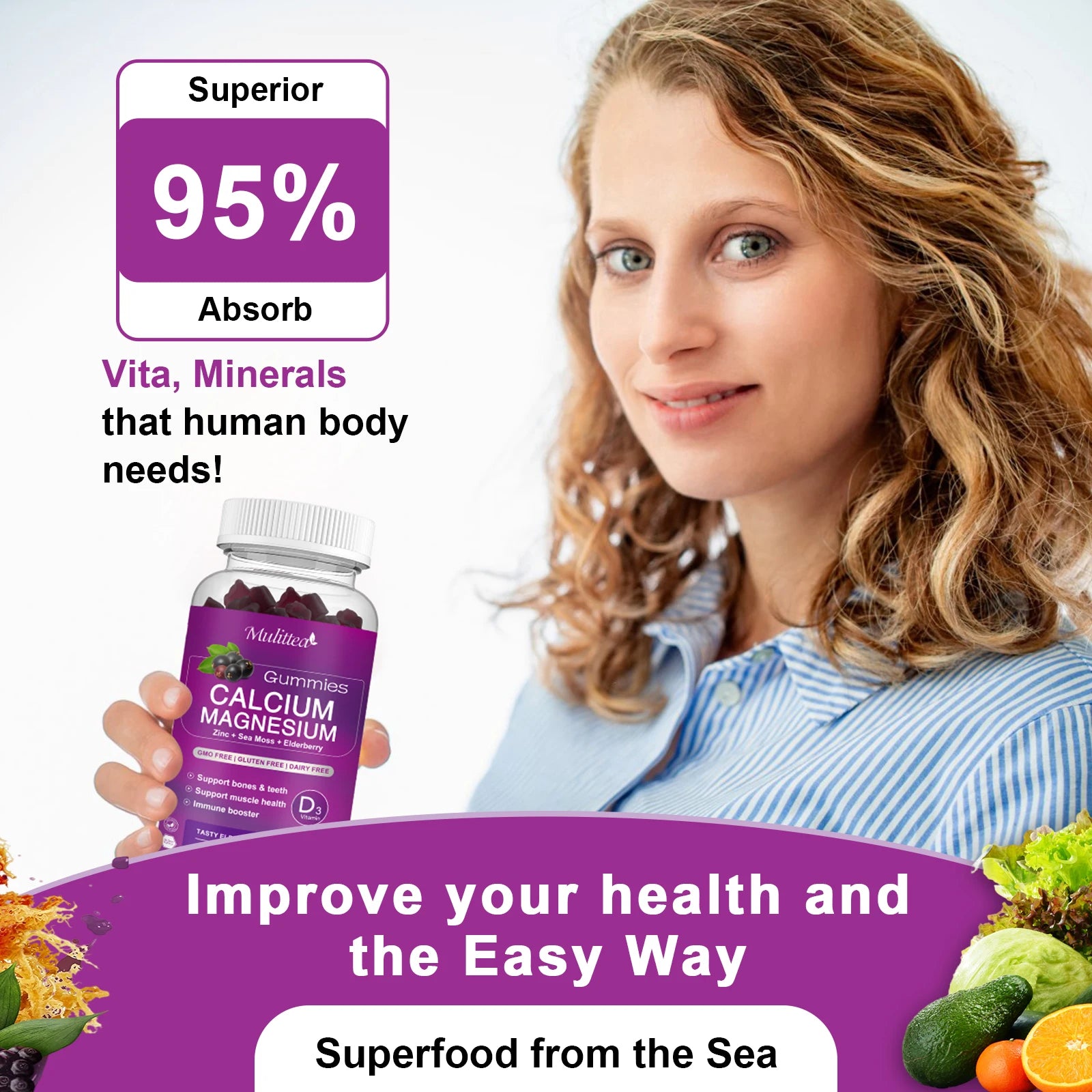Calcium Magnesium Zinc Gummies with D3 & Sea Moss – Bone & Mood Support Dietary Supplements Peaceful Pleasures Health and Wellness