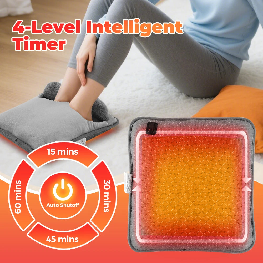 Winter Electric Foot Heating Pad Household Washable Foot Warmer 4 Heat & 4 Timer for Office Abdomen Warm Mat with Remote Control Peaceful Pleasures Health and Wellness