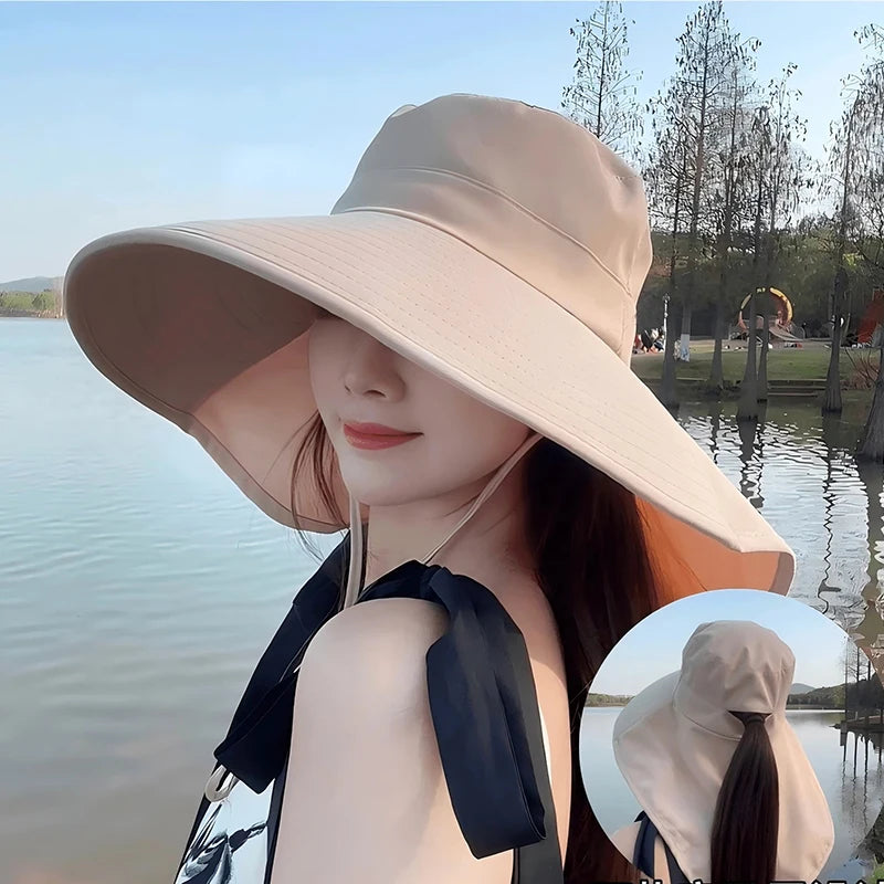 A Large Shawl Sun Hat Covering The Face Windproof and UV-resistant A Versatile Cycling Sun Hat A Fisherman's Hat for Women Peaceful Pleasures Health and Wellness