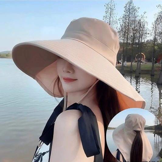 A Large Shawl Sun Hat Covering The Face Windproof and UV-resistant A Versatile Cycling Sun Hat A Fisherman's Hat for Women Peaceful Pleasures Health and Wellness
