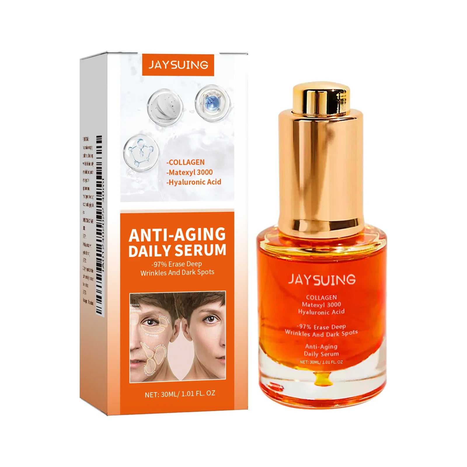 Collagen Firming Face Serum W-rinkles Removal Lifting Fade Fine Lines Anti A-ging Essence Brighten Moisturizing Korean Cosmetic Peaceful Pleasures Health and Wellness 30ml