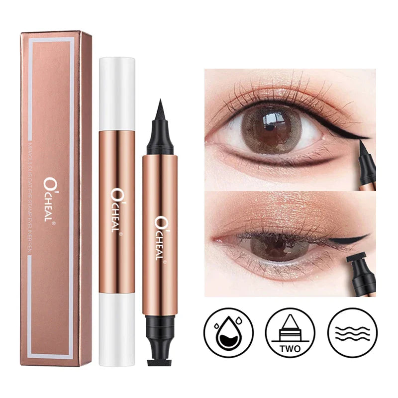 O'CHEAL Dual Stamp Eyeliner Pen – Waterproof Black Liquid