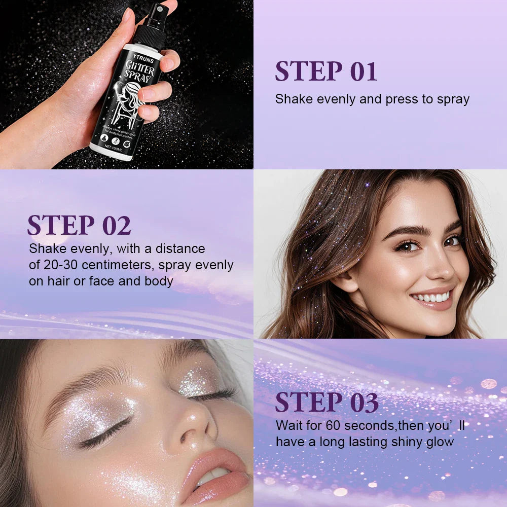 Blue Glitter Spray 100ml – Shimmer Body & Hair Glow Mist