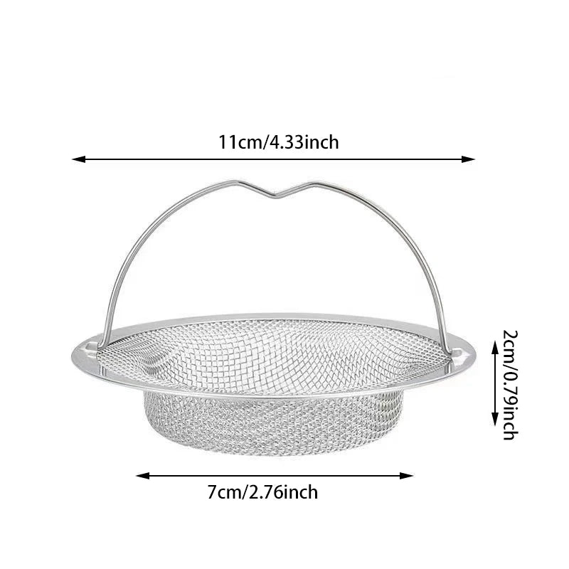 Stainless Steel Sink Strainer with Handle Rustproof Mesh Drain Basket for Kitchen Bathroom Vegetable Fruit Colander Filter Peaceful Pleasures Health and Wellness
