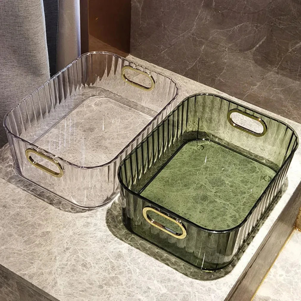 Stackable Clear Desktop Organizer | PET Storage Basket Box