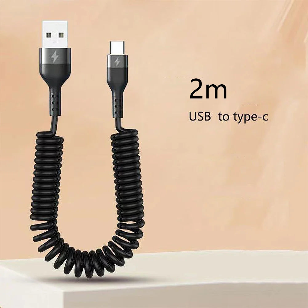 Retractable 5A Fast Charging Cable USB-C Micro USB Lightning