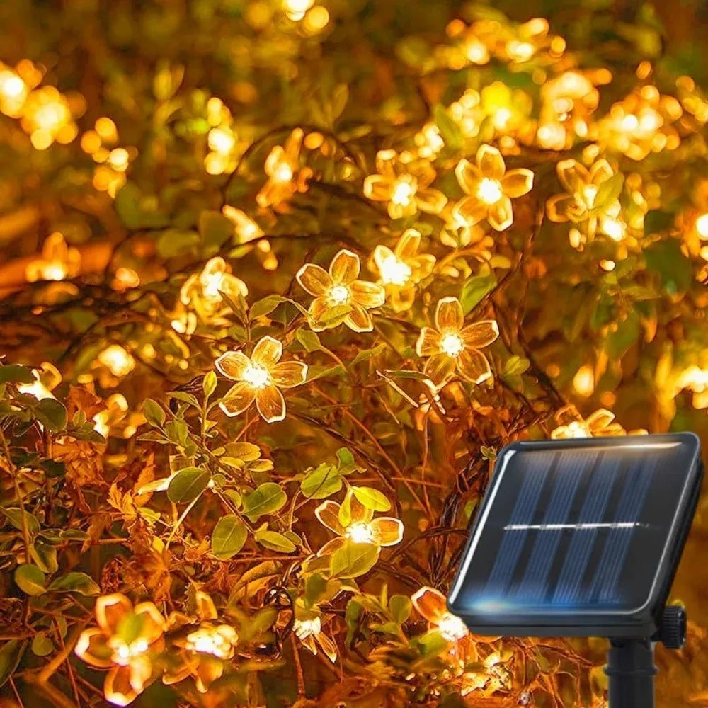 Solar Cherry Blossom String Lights 20m – Outdoor Waterproof Garden