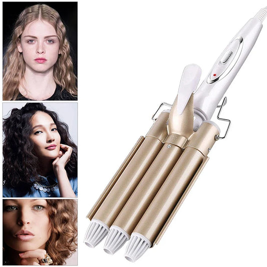 Durable Portable Hair Straightener 3 Barrel Hair Waver Stylish Fast Adjustable Ceramic Hair Styling Tools Automatic Hair Curlers Peaceful Pleasures Health and Wellness