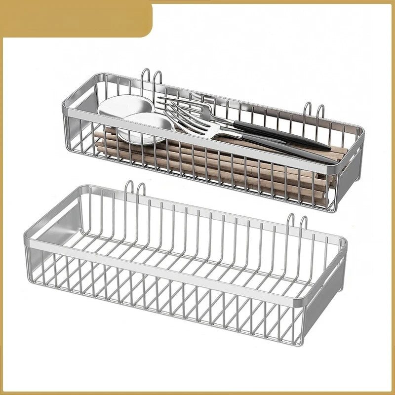 Hanging Cutlery Holder Drainer Spoon Fork Chopsticks Storage Basket Rack 304 Stainless Steel Tool Organizer,Kitchen Accessories Peaceful Pleasures Health and Wellness