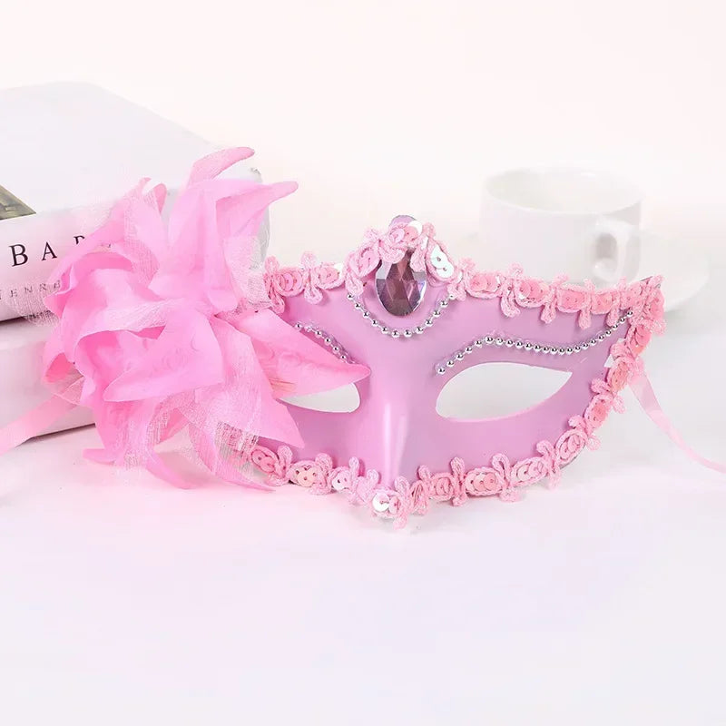 Halloween Princess Half Face Mask Makeup Ball Lily Flower Party Sexy