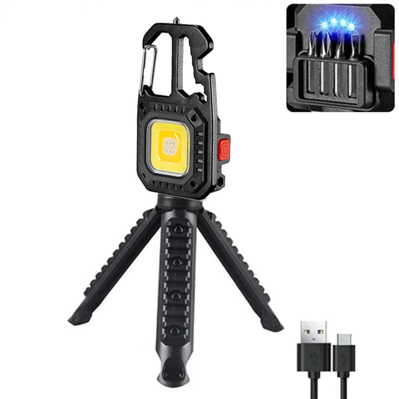 Mini LED Keychain Flashlight USB-C Rechargeable & Window Hammer
