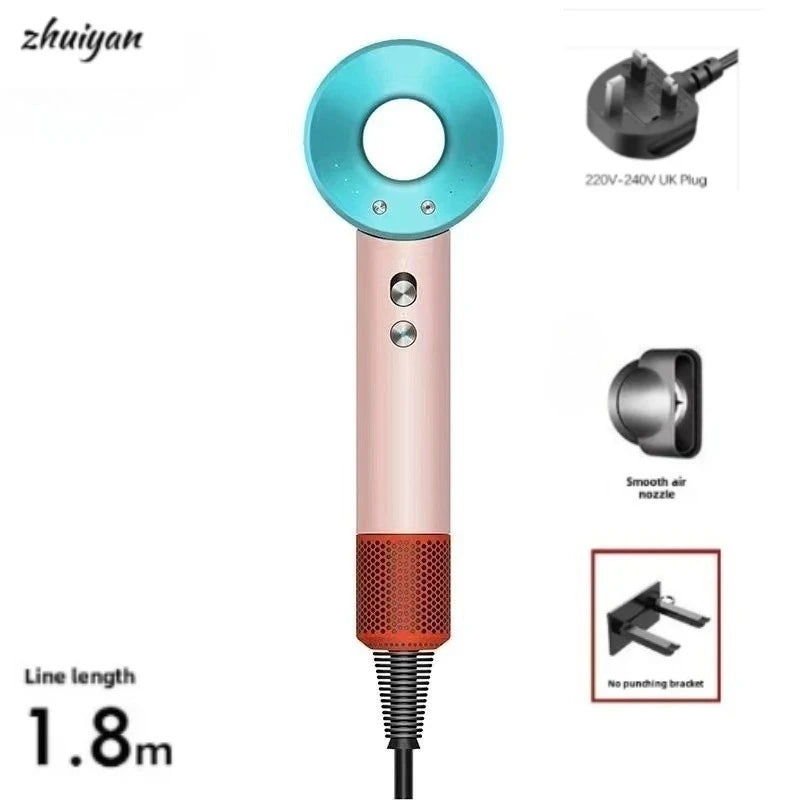 2026 Home Travel Professional Leafless Wall-mounted Hair Dryer Negative Ion with Air Collecting Scattering Nozzle Salon Tool Peaceful Pleasures Health and Wellness Macaron UK
