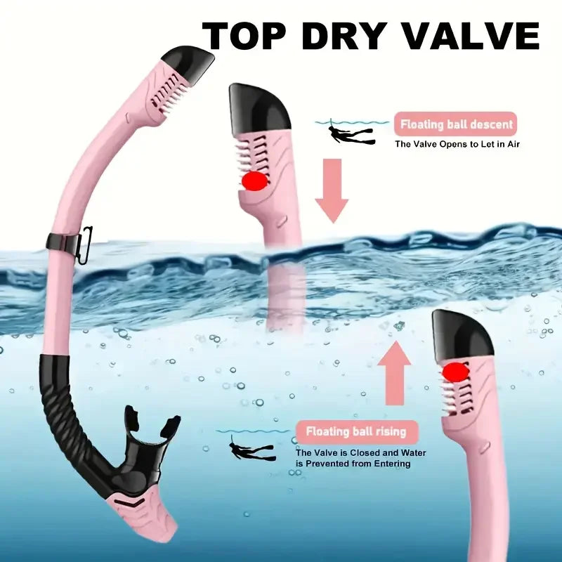 Dry Top Snorkel for Adults – Anti-Leak, Purge Valve & Soft Mouthpiece
