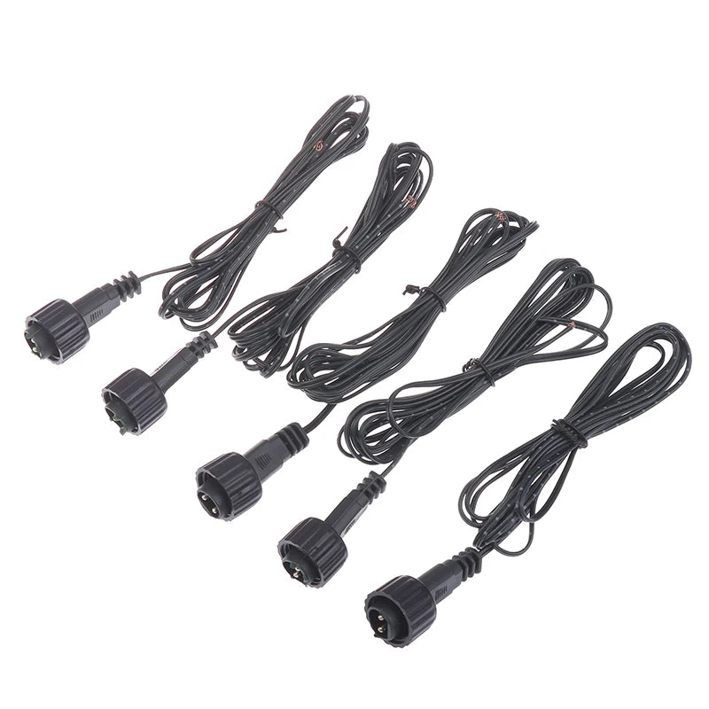 For Solar Panel Extension Cable 2Pin LED Connector Male 2M Black 2Pin Plug Connector Wire Waterproof Extension Cable Peaceful Pleasures Health and Wellness 5pcs