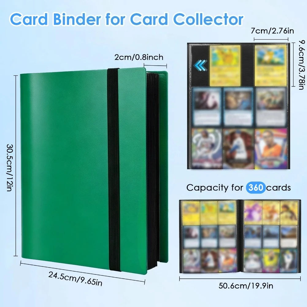 Card Binder 9-Pockets Trading Card Collector Holder Kpop Idol Photo Albums Portable Storage Case for TCG & Sports Game Cards Peaceful Pleasures Health and Wellness Green