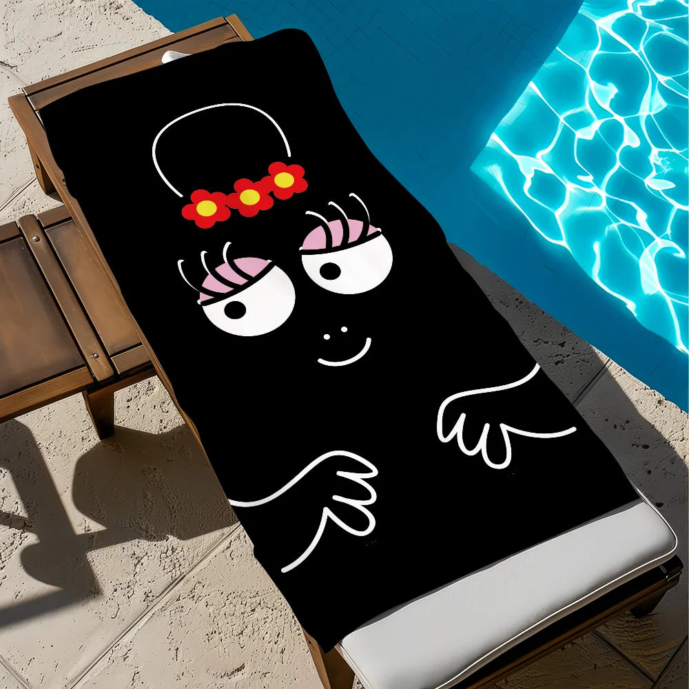Barbapapa Cartoon Quick-Dry Beach Towel | Soft Pool Travel Towel