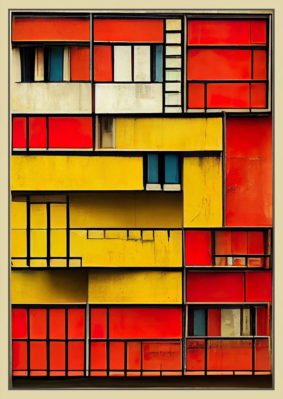 Fallingwater Bauhaus Architecture Abstract Canvas Wall Art Print