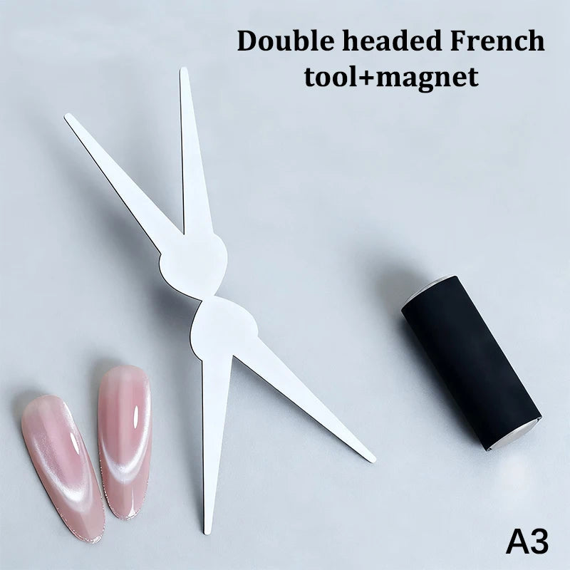 New French Dual Ended French Cat Eye Magnet Tool Y-Shaped Plate Magnetic Auxiliary Tool Gel Polish Magnet Rod Tool DIY Peaceful Pleasures Health and Wellness A3