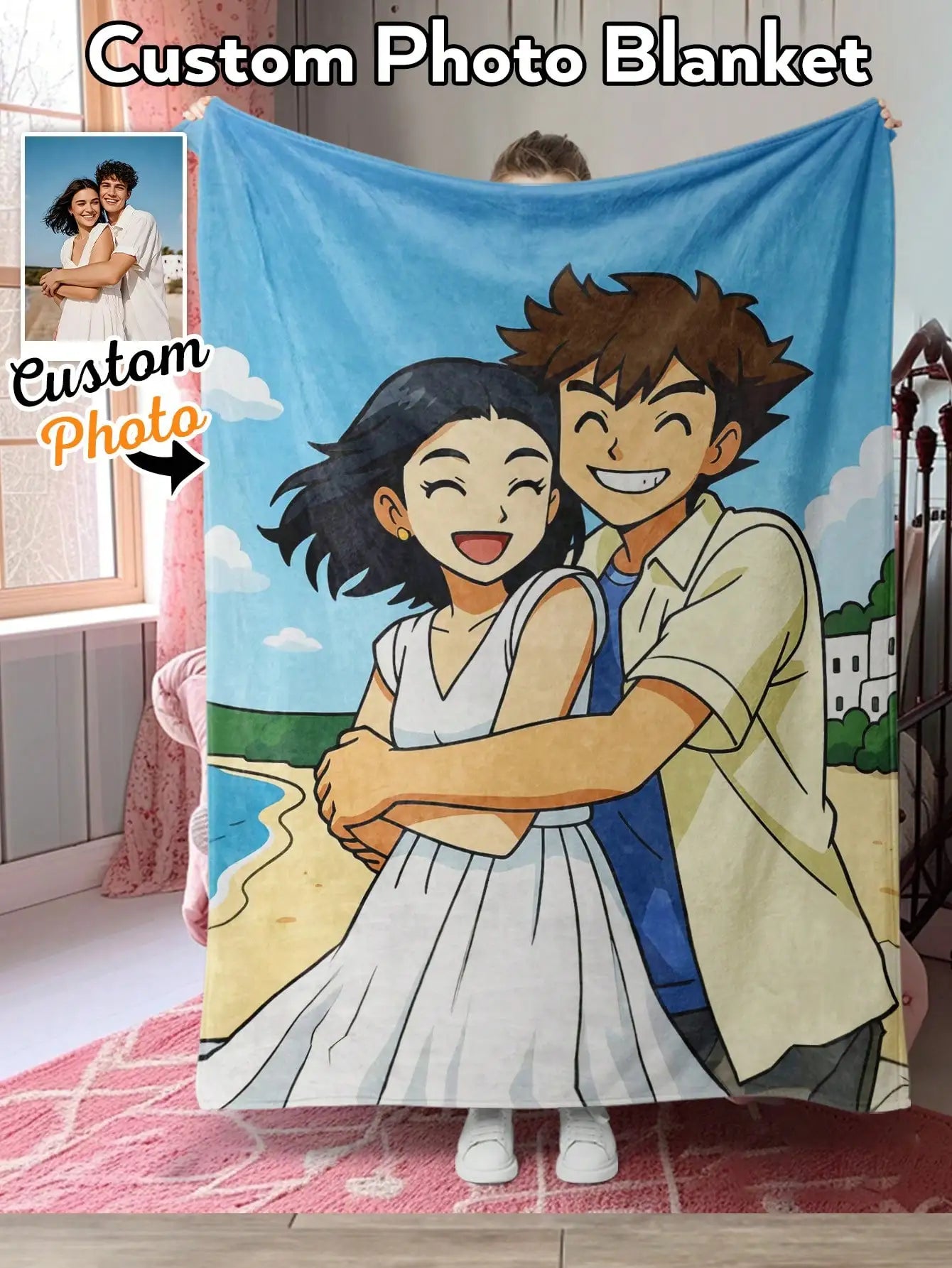 Custom AI Style Photo Blanket Personalized Fleece Throw 4 Designs Gift For Family Couples Mother Father Anniversary Christmas Peaceful Pleasures Health and Wellness AI style 1 Throw 120x150cm