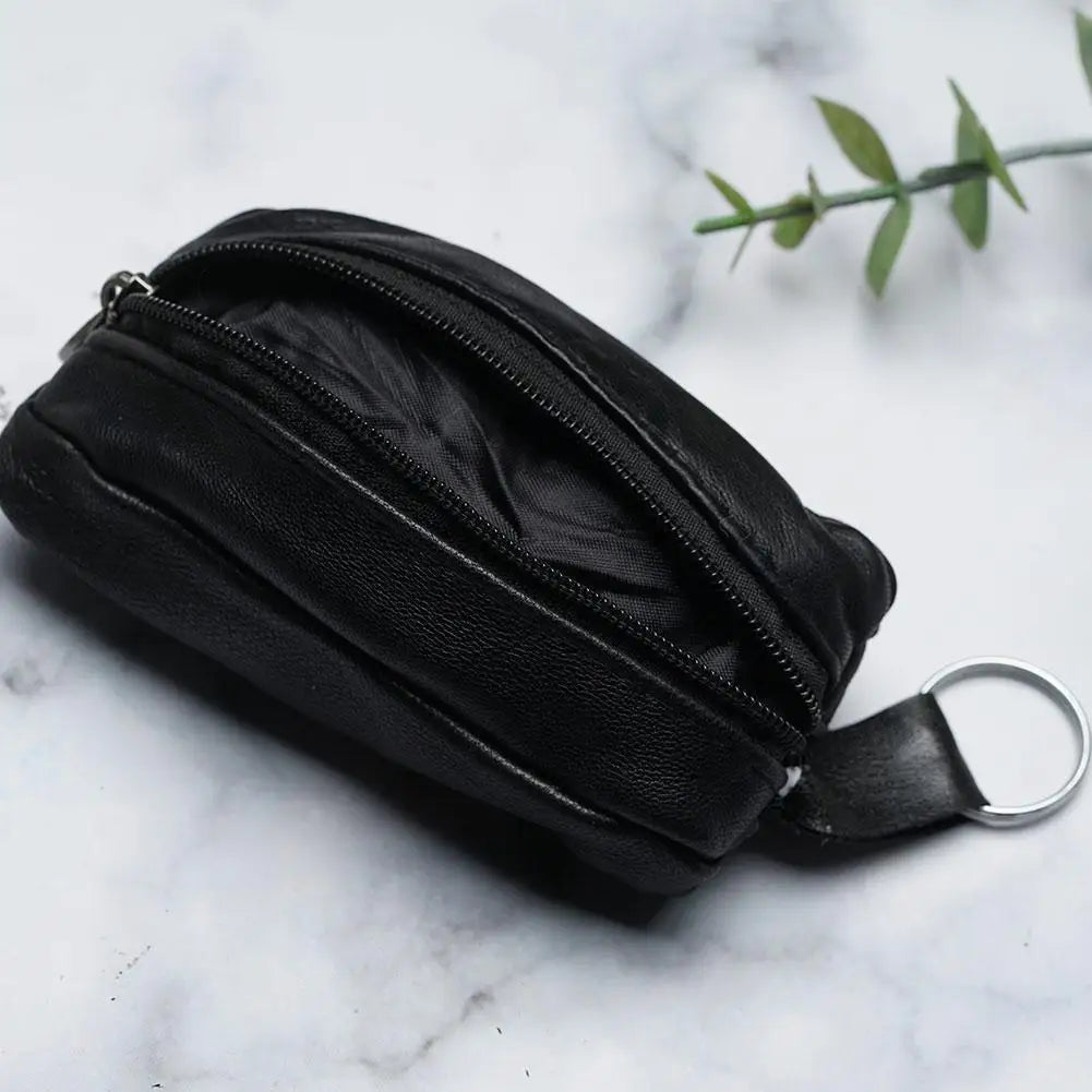 12*7cm small black coin purse Women's purse Leather key bag Fashion handbag coin purse Peaceful Pleasures Health and Wellness