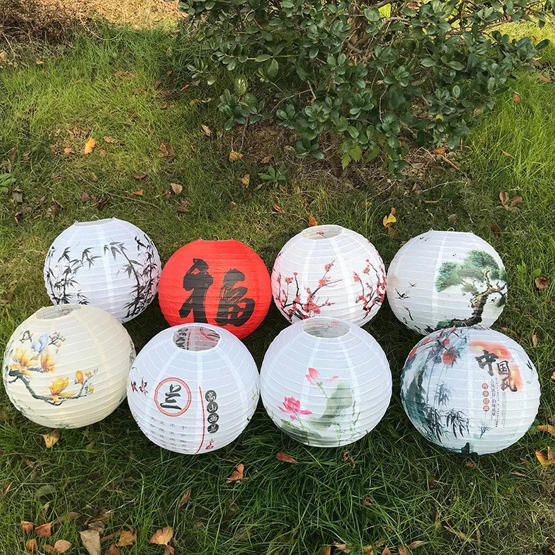 Chinese Round Paper Lantern Lamp Shade | Plum Blossom Décor