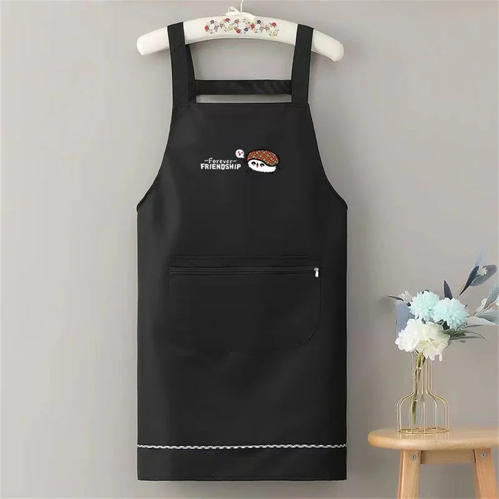 Waterproof Anti-Oil Kitchen Apron with Zipper Pocket | PVC