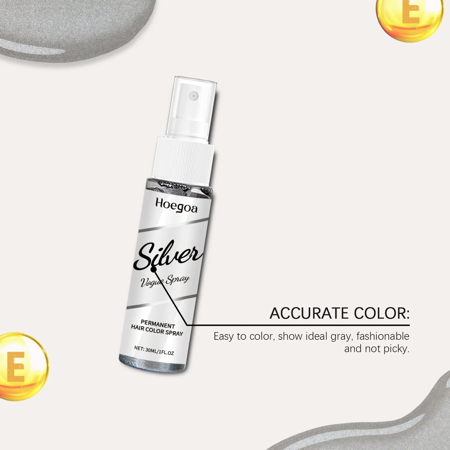HOEGOA Silver Gray Hair Color Spray | Permanent Grandma Grey Dye