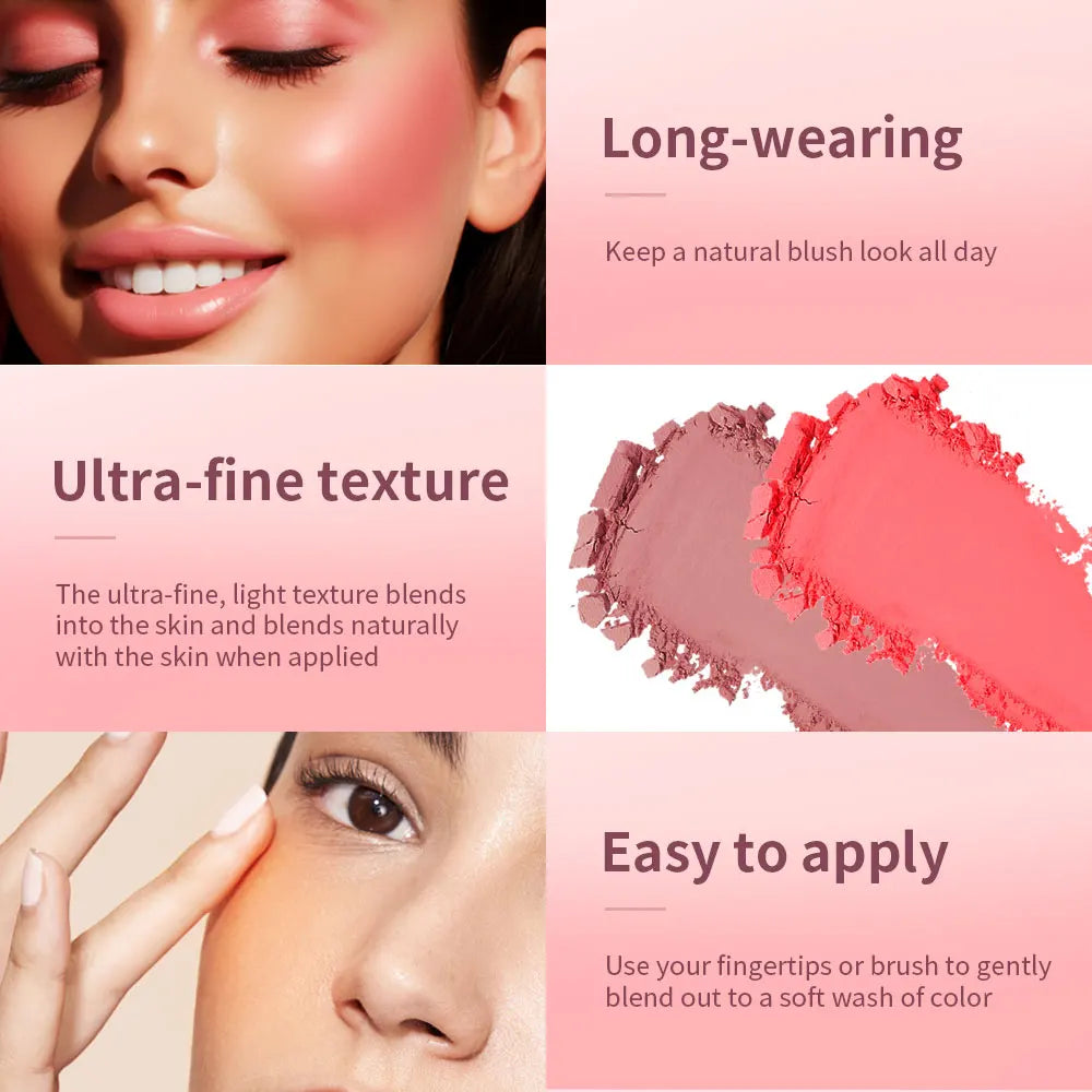 Hot Matte Embossed Blush Palette Rosy Blusher Facial Blush Powder High Pigmented Pink Coral Rouged For Cheeks Smooth Cosmetics Peaceful Pleasures Health and Wellness