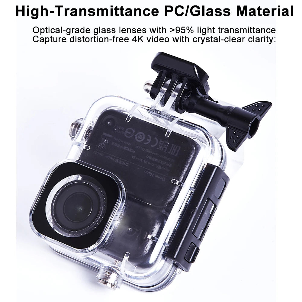 60M Camera Protective Shell Waterproof Sports Camera Cover Transparent Tempered Glass For DJI Osmo Nano PC/Glass/Stainless Steel Peaceful Pleasures Health and Wellness Default Title