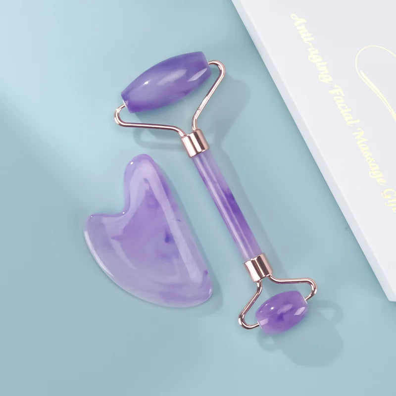 Gua Sha Facial Massage Set – Face Roller & Scraping Board