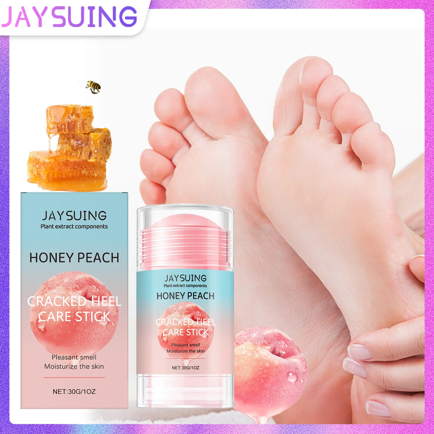 Peach Flavor Exfoliating Foot Care Stick Deep Moisturizing Dry Foot Moisturizing Care Exfoliating Fruit Peach Flavor Cream Stick Peaceful Pleasures Health and Wellness