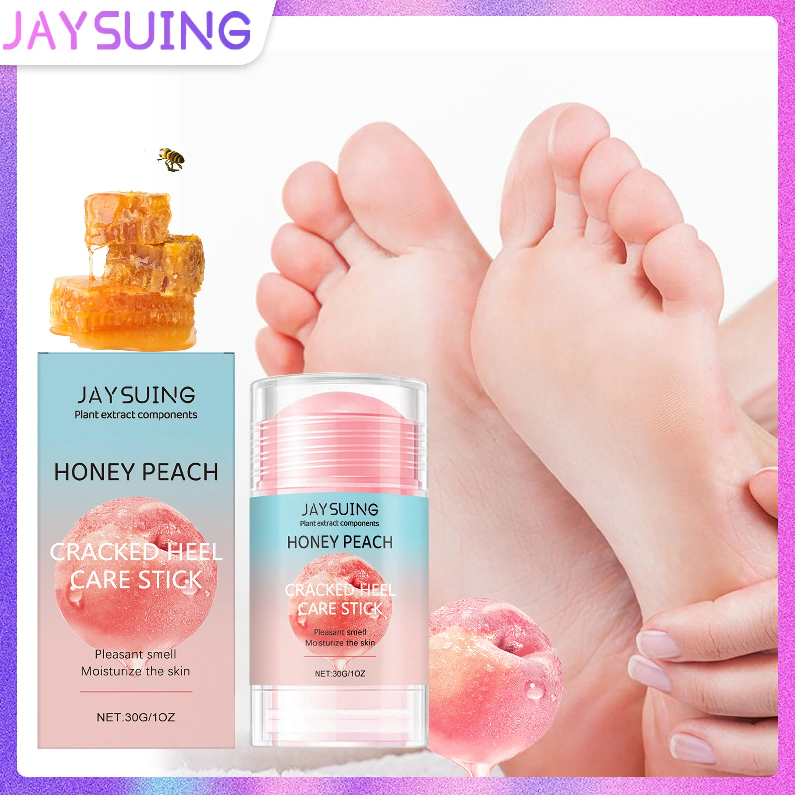 Peach Flavor Exfoliating Foot Care Stick Deep Moisturizing Dry Foot Moisturizing Care Exfoliating Fruit Peach Flavor Cream Stick Peaceful Pleasures Health and Wellness