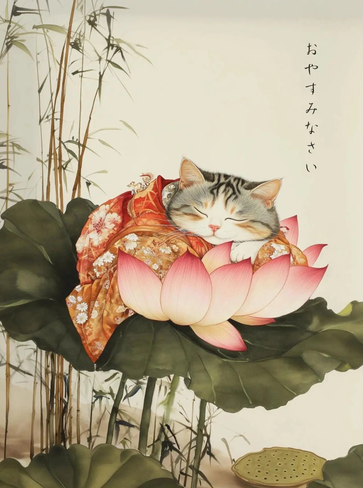 Japanese Cherry Blossom Cat Hot Spring Canvas Wall Art Print Canvas Wall Art Print Peaceful Pleasures Health and Wellness